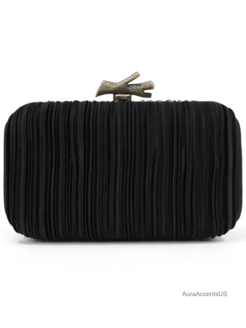 Natural Oak Branch Clasp Evening Clutch Purse with Vintage Metallic Handle